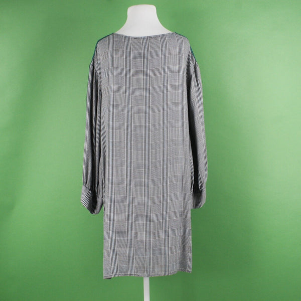 Philosophy Sz S Green Blue Multi Plaid Balloon Sleeve Rayon Acrylic Woven Dress