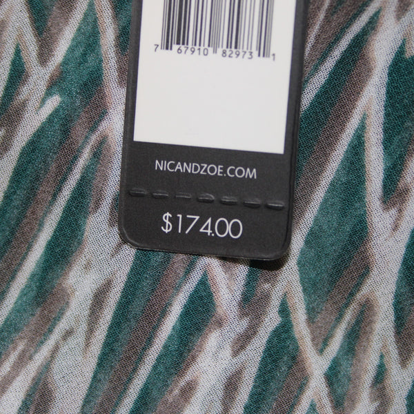 Nic Zoe Dress NEW $174 Sz 2x Green White Tan Layered 100% Polyester Dress