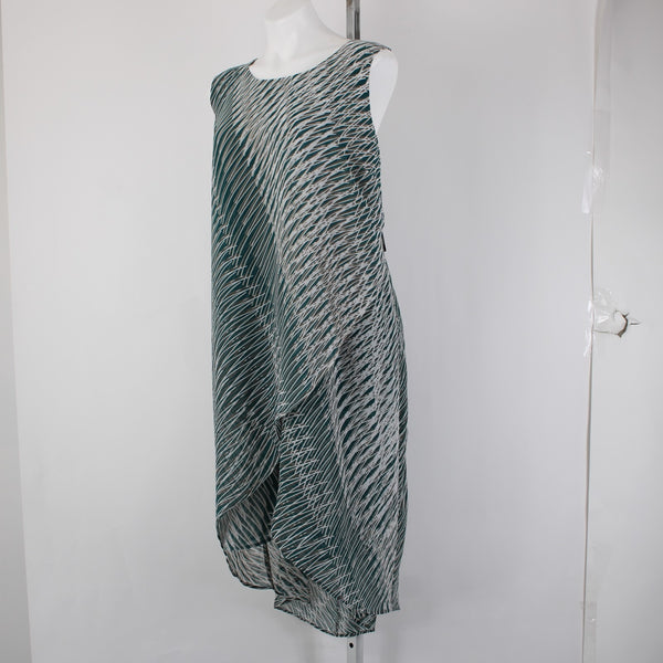 Nic Zoe Dress NEW $174 Sz 2x Green White Tan Layered 100% Polyester Dress