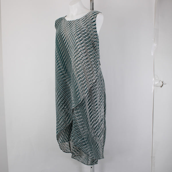 Nic Zoe Dress NEW $174 Sz 2x Green White Tan Layered 100% Polyester Dress