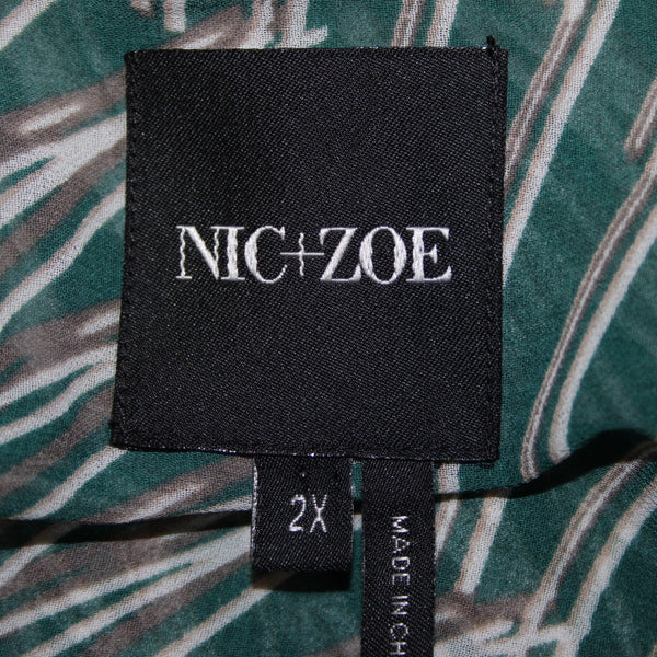 Nic Zoe Dress NEW $174 Sz 2x Green White Tan Layered 100% Polyester Dress