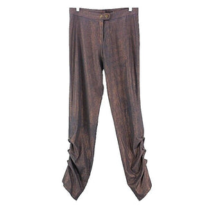 Linda Lundstrom Sz 8 x 33 Navy Copper Shimmer Cotton Blend Ruched Leg Pant