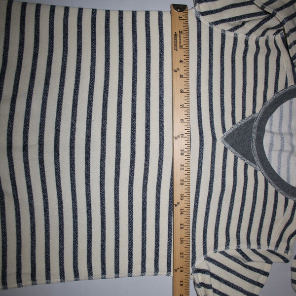 J Crew Sz M Cream Navy Blue Striped Long Sleeve 100% Cotton Sweater Top
