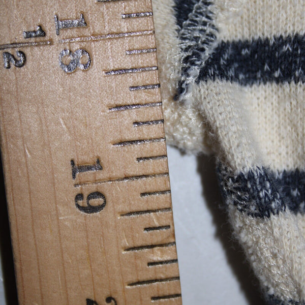 J Crew Sz M Cream Navy Blue Striped Long Sleeve 100% Cotton Sweater Top