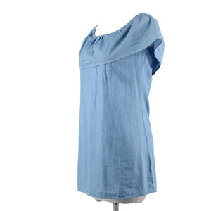 Love Fire NEW Sz S Blue Denim Off Shoulders Ruffled 100% Cotton Mini Dress