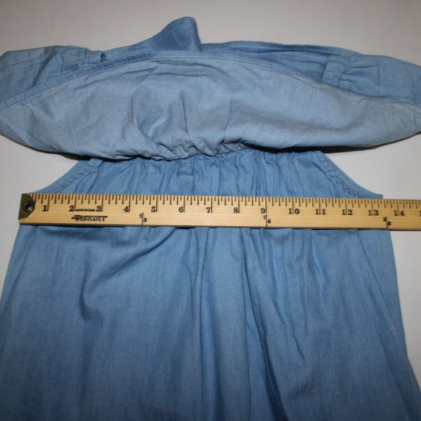 Love Fire NEW Sz S Blue Denim Off Shoulders Ruffled 100% Cotton Mini Dress