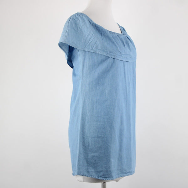 Love Fire NEW Sz S Blue Denim Off Shoulders Ruffled 100% Cotton Mini Dress