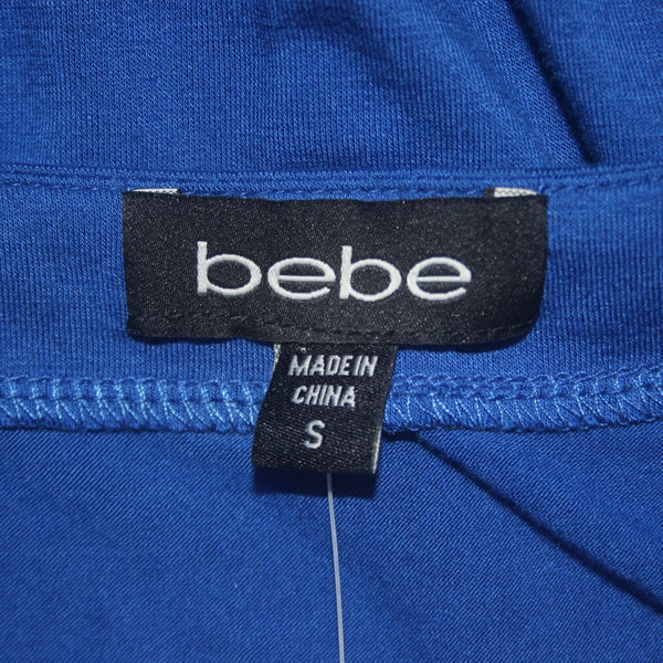 Bebe Dress NEW $109 Sz S Royal Blue Flutter Sleeve Ruching Short Rayon Spandex