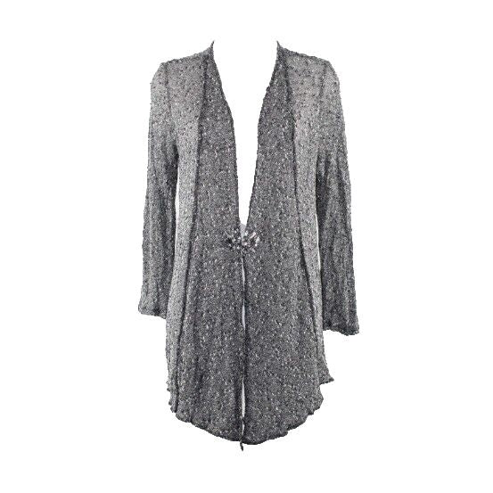 Alberto Makali Sz S Black Gray White Rhinestone Hook Sheer Poly Blend Cardigan