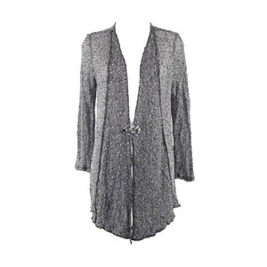 Alberto Makali Sz S Black Gray White Rhinestone Hook Sheer Poly Blend Cardigan