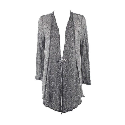 Alberto Makali Sz S Black Gray White Rhinestone Hook Sheer Poly Blend Cardigan