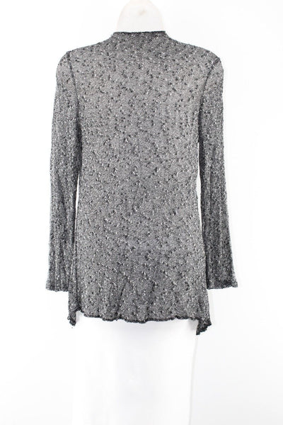 Alberto Makali Sz S Black Gray White Rhinestone Hook Sheer Poly Blend Cardigan