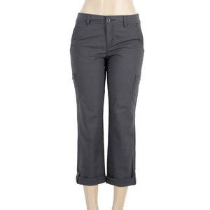 Eddie Bauer NEW $60 Sz 2 X 25 Gray Slightly Curvy Cotton Spandex Crop Pant