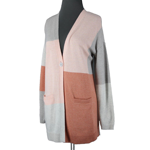 Pure Jill NEW Sz XSP Peach Gray Color Block Long Sleeve Cotton Acrylic Wrap