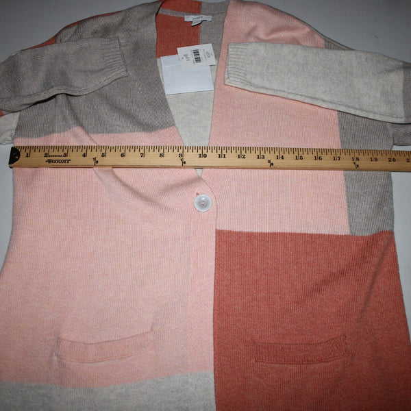 Pure Jill NEW Sz XSP Peach Gray Color Block Long Sleeve Cotton Acrylic Wrap