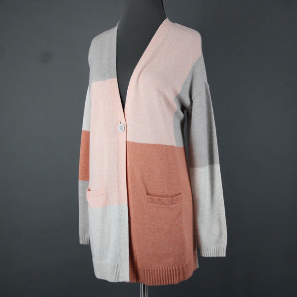 Pure Jill NEW Sz XSP Peach Gray Color Block Long Sleeve Cotton Acrylic Wrap