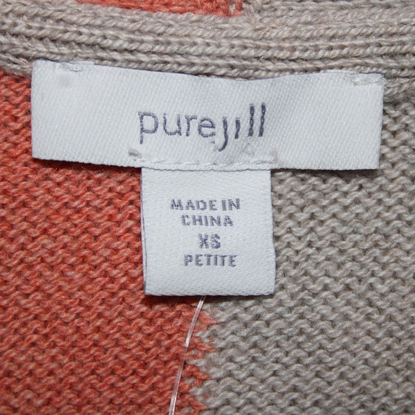 Pure Jill NEW Sz XSP Peach Gray Color Block Long Sleeve Cotton Acrylic Wrap