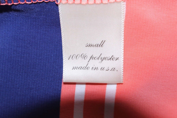 Birdcage Sz S Orange Navy White Stripe Polyester 3/4 Sleeve Top
