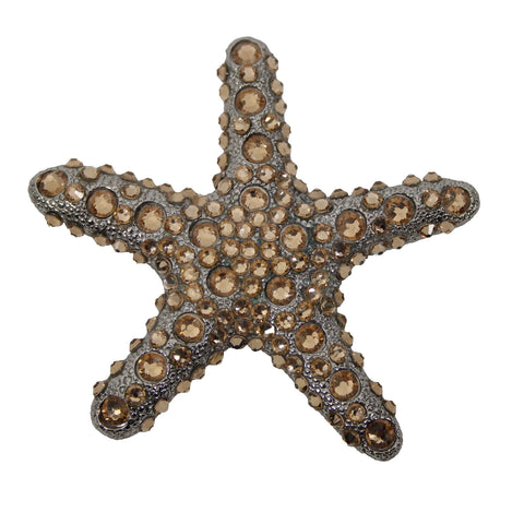 BB Simon Silvertone Gold Cubic Zirconia Star Fish 3" Pendant