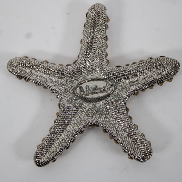 BB Simon Silvertone Gold Cubic Zirconia Star Fish 3" Pendant