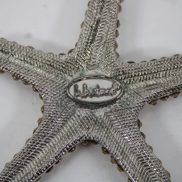 BB Simon Silvertone Gold Cubic Zirconia Star Fish 3" Pendant