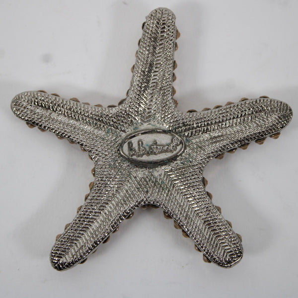 BB Simon Silvertone Gold Cubic Zirconia Star Fish 3" Pendant