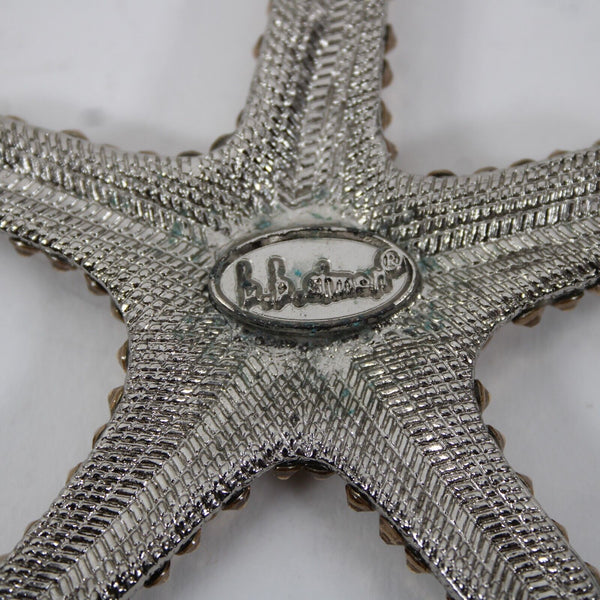 BB Simon Silvertone Gold Cubic Zirconia Star Fish 3" Pendant