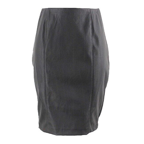 Ellen Tracy Sz S Black Mixed Media Polyurethane Poly Spandex Pencil Skirt