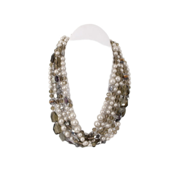 Stella And Dot Necklace Faux Pearls Beaded Multi Strands 19" Ext 2" Necklace