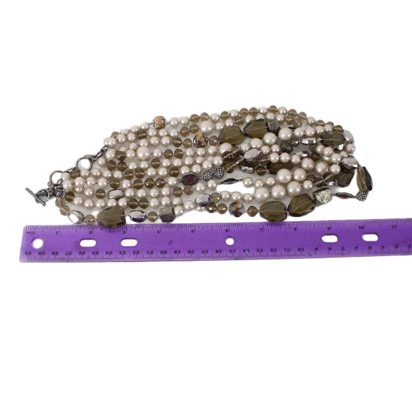 Stella And Dot Necklace Faux Pearls Beaded Multi Strands 19" Ext 2" Necklace