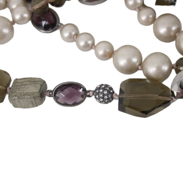 Stella And Dot Necklace Faux Pearls Beaded Multi Strands 19" Ext 2" Necklace