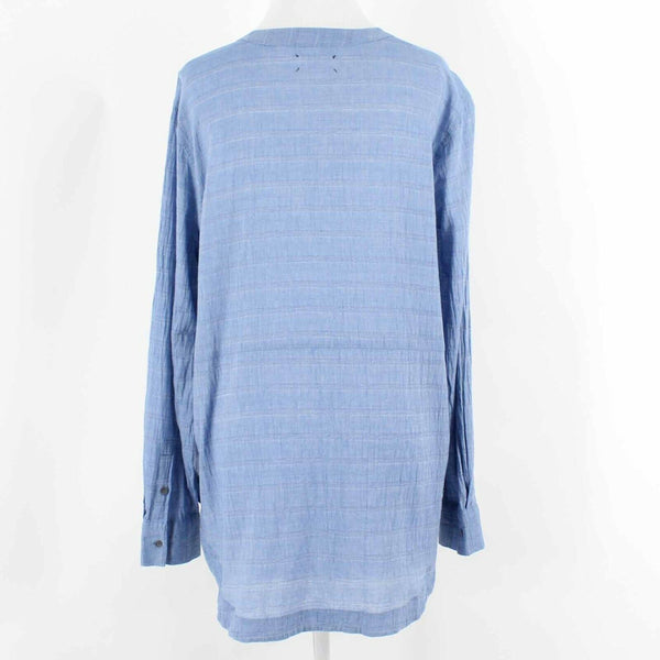 Lou & Grey Sz M Blue Hi Lo Round High Side Split Hem Cotton Blend Top