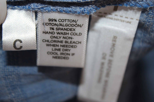 Lou & Grey Sz M Blue Hi Lo Round High Side Split Hem Cotton Blend Top