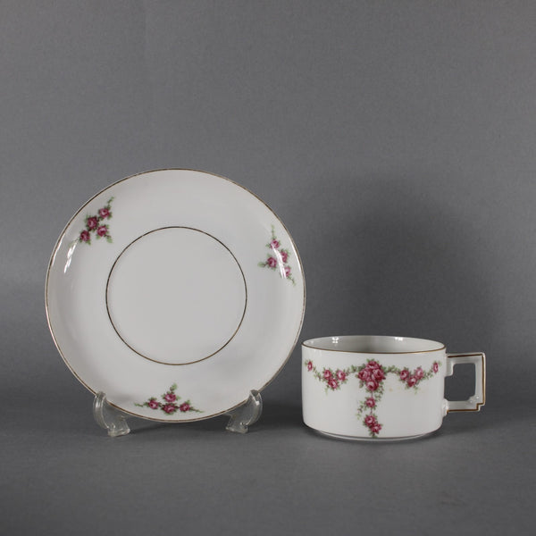 Heinrich Co Tea Cup With Saucer Selb Bavaria White Pink Floral Tea Cup W/ Saucer