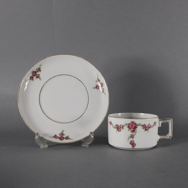 Heinrich Co Tea Cup With Saucer Selb Bavaria White Pink Floral Tea Cup W/ Saucer
