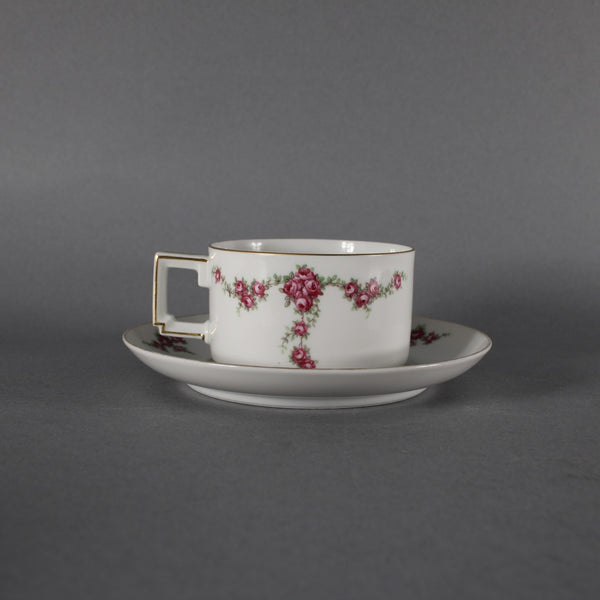 Heinrich Co Tea Cup With Saucer Selb Bavaria White Pink Floral Tea Cup W/ Saucer