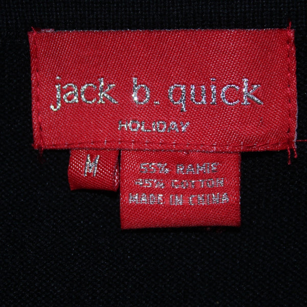 Jack B Quick Top Sz M Black Multi Colored Beading Christmas Tree Ramie Cotton
