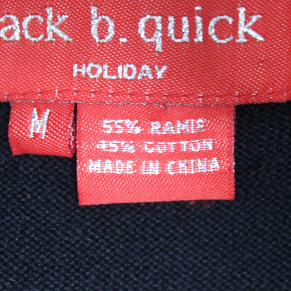 Jack B Quick Top Sz M Black Multi Colored Beading Christmas Tree Ramie Cotton