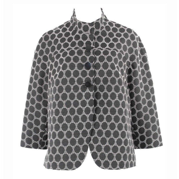 Coldwater Creek 10 Black White Polyester Rayon 3 Button Jacket