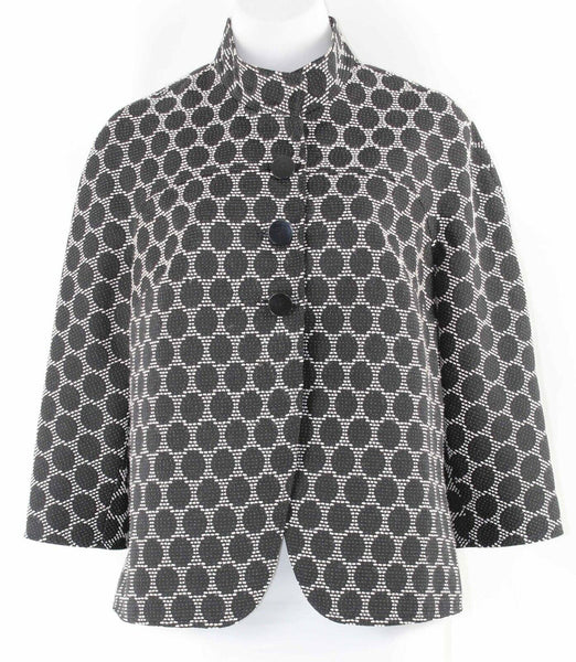 Coldwater Creek 10 Black White Polyester Rayon 3 Button Jacket