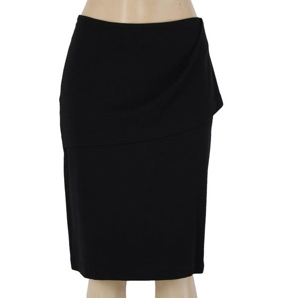 Cabi Sz 10 Black Unlined Draped Rayon Nylon Spandex Skirt