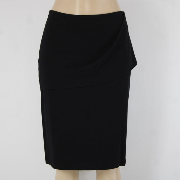 Cabi Sz 10 Black Unlined Draped Rayon Nylon Spandex Skirt