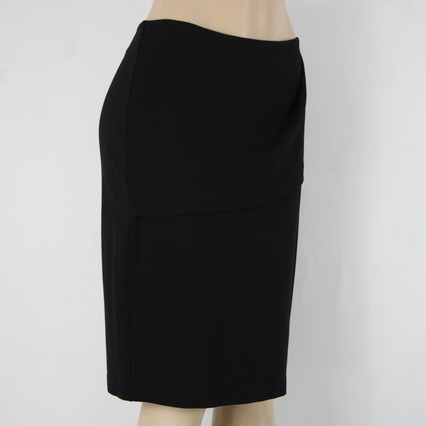 Cabi Sz 10 Black Unlined Draped Rayon Nylon Spandex Skirt