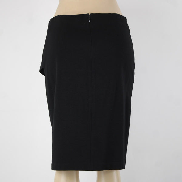 Cabi Sz 10 Black Unlined Draped Rayon Nylon Spandex Skirt