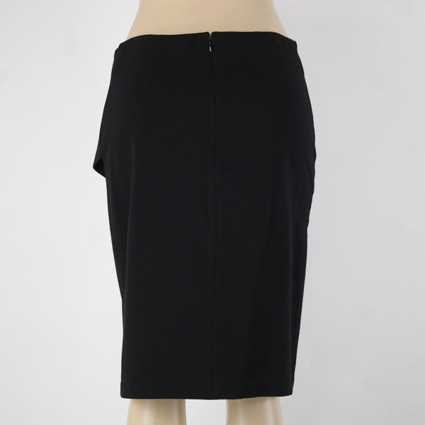 Cabi Sz 10 Black Unlined Draped Rayon Nylon Spandex Skirt