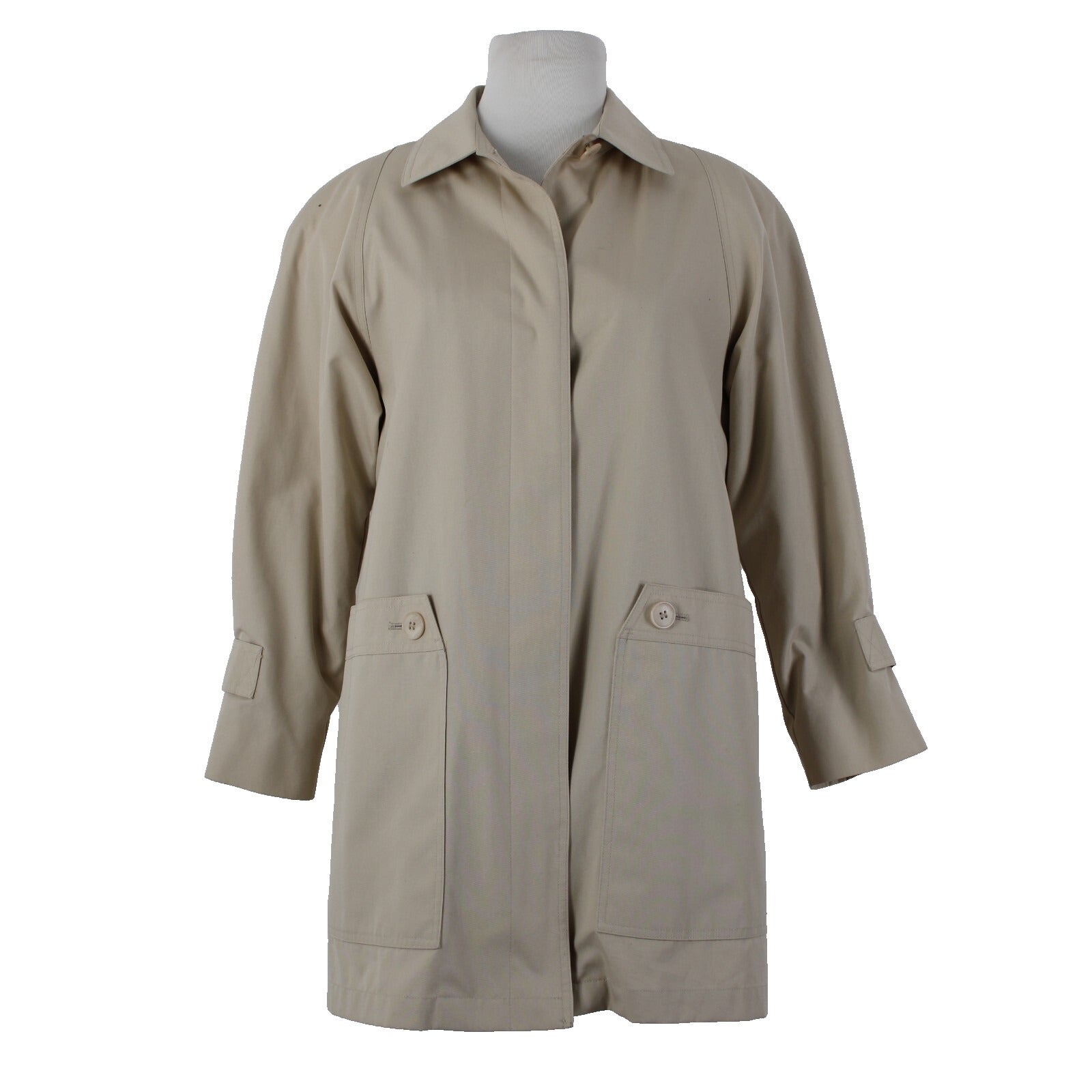 London Fog Sz 6 Petite Tan Brown Collared Pockets Mid Length Fleece Lined Jacket