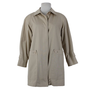 London Fog Sz 6 Petite Tan Brown Collared Pockets Mid Length Fleece Lined Jacket