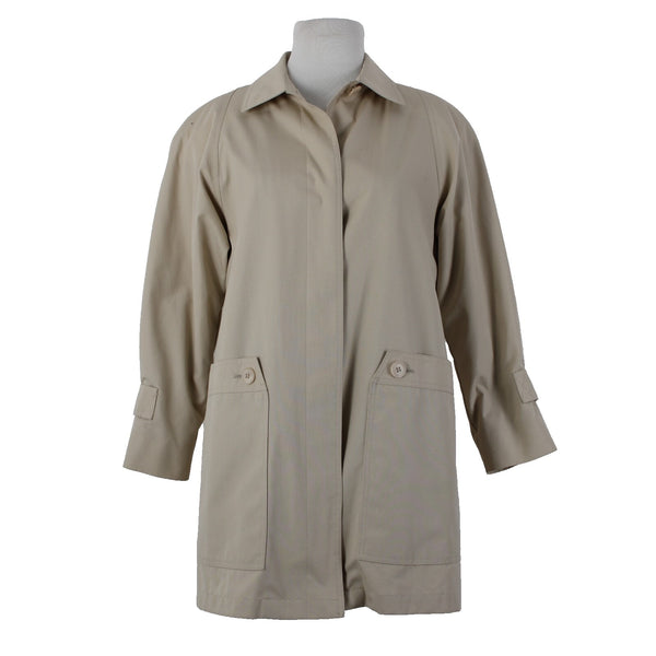 London Fog Sz 6 Petite Tan Brown Collared Pockets Mid Length Fleece Lined Jacket