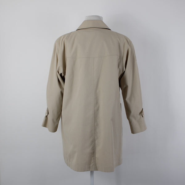 London Fog Sz 6 Petite Tan Brown Collared Pockets Mid Length Fleece Lined Jacket