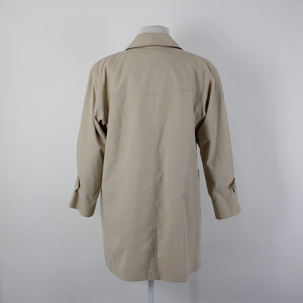 London Fog Sz 6 Petite Tan Brown Collared Pockets Mid Length Fleece Lined Jacket